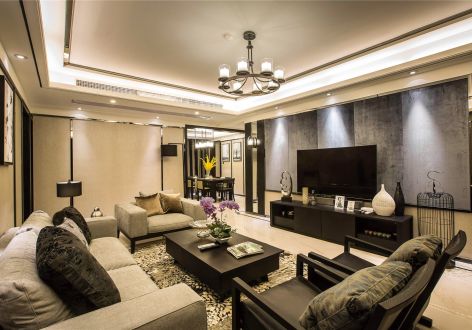 广州融创文旅城现代中式142平米四室两厅装修案例