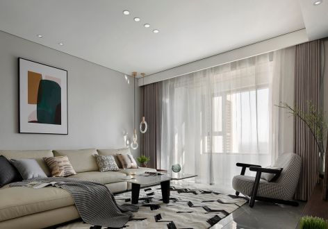 金融城现代风格130平米三居室装修效果图案例