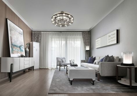 世茂福晟·钱隆府新中式风格133平米三居室装修效果图案例