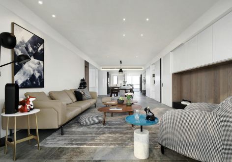 禹洲领海现代简约风格128平米三居室装修案例