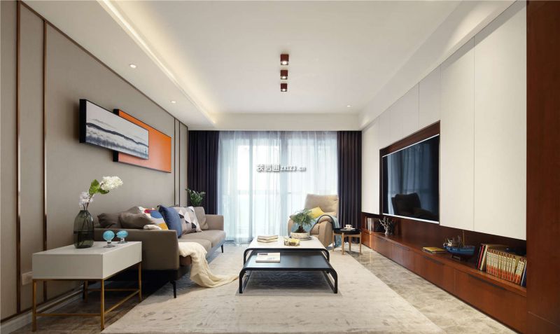 新榕金江首府简约风格144平米三居室装修效果图案例