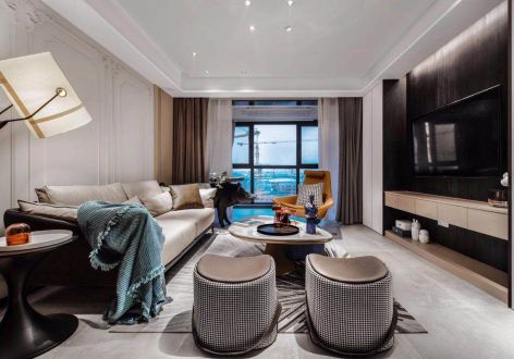 青山翠谷现代风格117平米三居室装修效果图案例