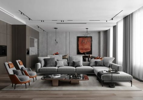 远锦国际轻奢风格180平米四居室装修效果图案例