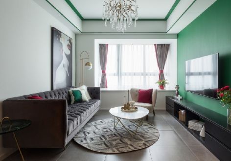 恒大绿洲88㎡二居室现代轻奢装修案例