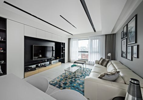 康城国际三居室128方现代风格装修案例