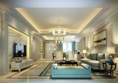 浦东雅典160平三居室欧式风格装修案例