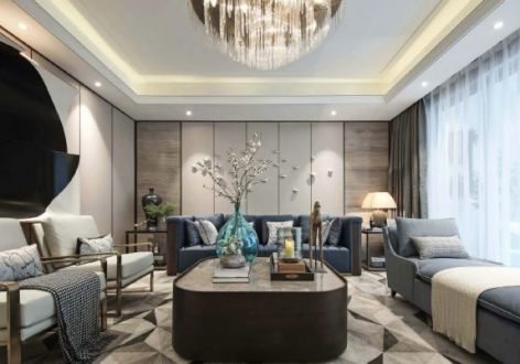 中广宜景湾新中式风格130平米三居室装修案例