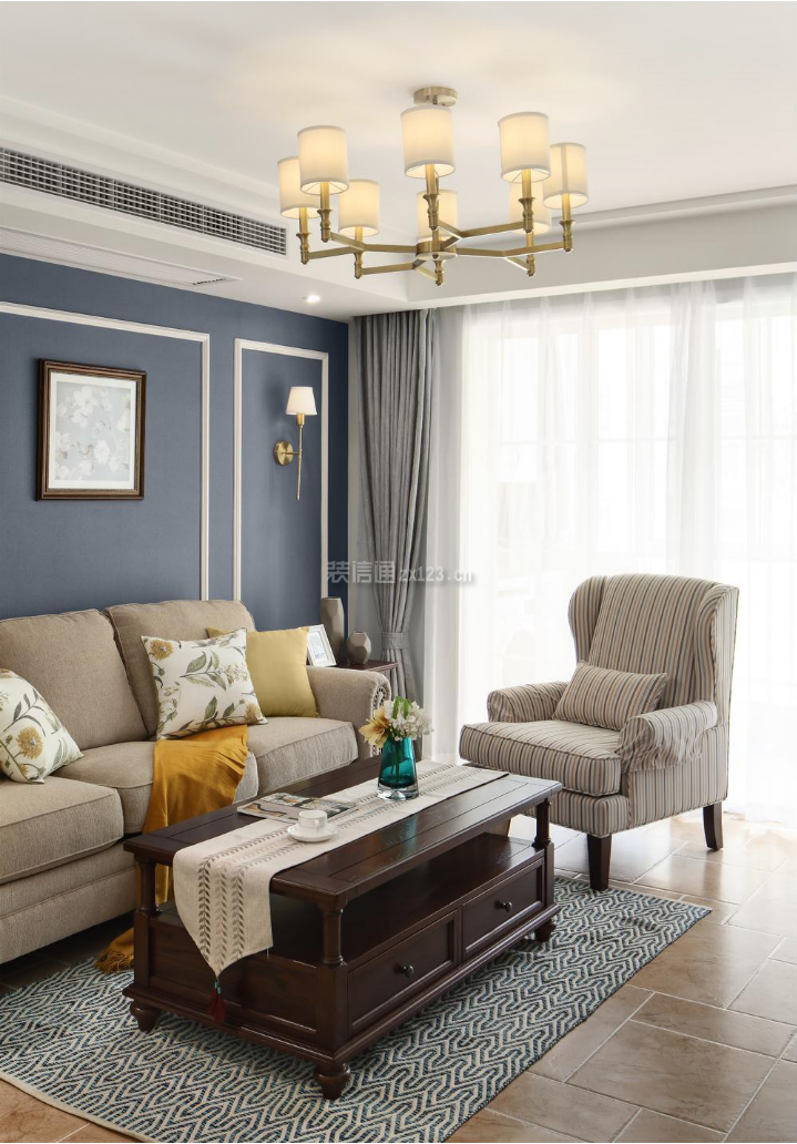 美式客厅沙发背景墙 美式客厅沙发效果图