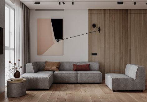 豪庭5号极简风格116平米三居室装修效果图案例