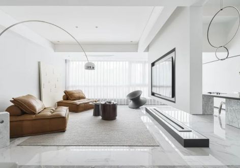 青秀·2046极简风格113平米三居室装修效果图案例