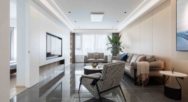 海湾明珠现代风格117平米三居室装修案例