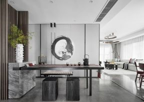 无锡新中式风格大户型家装茶室图片