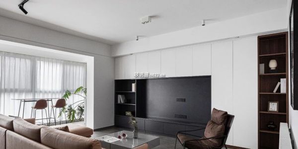 明月港湾117㎡三居室现代风格装修案例