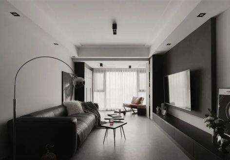 中建华府简约风格98平米三居室装修效果图案例