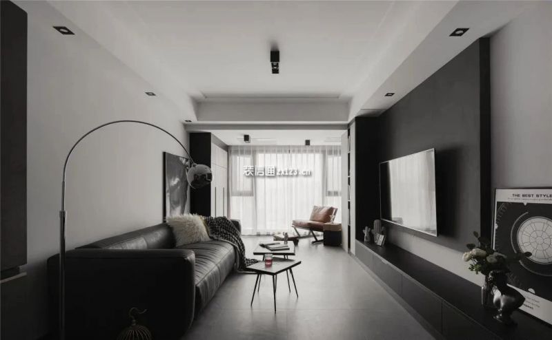 中建华府简约风格98平米三居室装修效果图案例