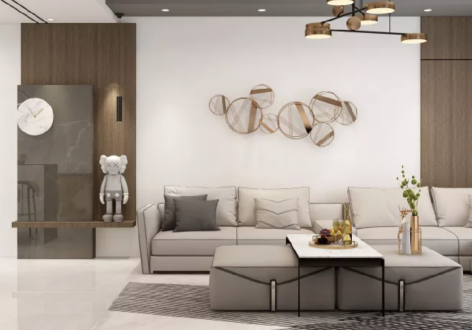 金运苑129平米三居室现代轻奢风格装修案例