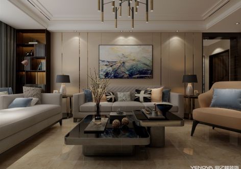 保利香槟国际140平三居室现代风格装修案例