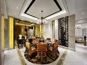 深圳新中式别墅餐厅镜面背景墙设计图