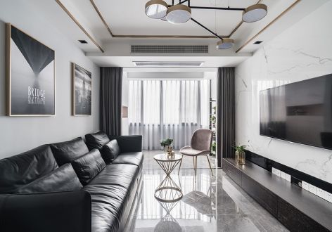 禹洲朗廷湾现代风格105平米三居室装修效果图案例