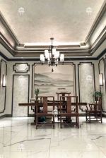 牡丹江铂芙艺术壁材现代中式风三室两厅装修案例样板间