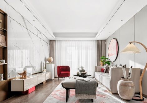 保利香槟国际122㎡三居室现代风格装修案例