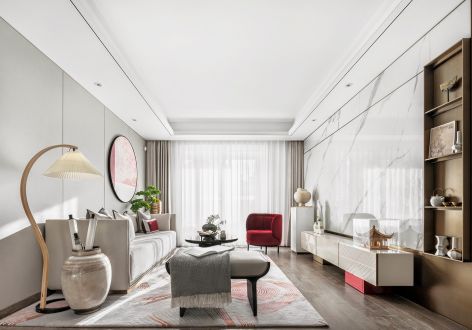 天海国际美式风格121平米三居室装修设计图案例