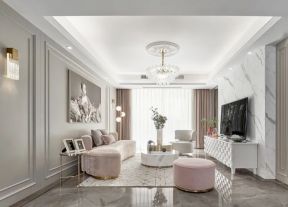 上海轻奢风格房子客厅室内装饰效果图