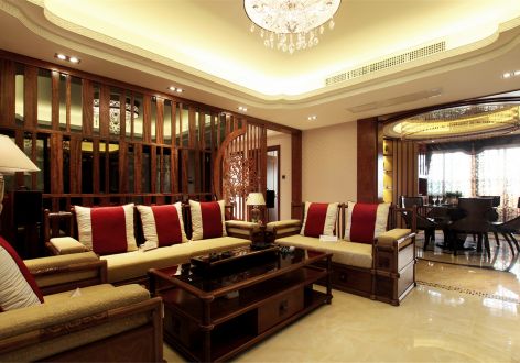 泰盈玖悦湾中式风格141平米四室两厅装修案例
