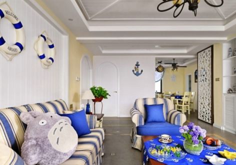 悦澜山地中海风格140平米四室两厅装修案例