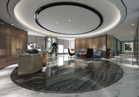 珠海办公空间1104平米新中式风格装修案例