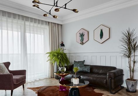万科威高翡翠公园美式风格112平米三居室装修设计图案例