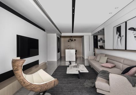 恒基东尚现代风格128平米三居室装修案例
