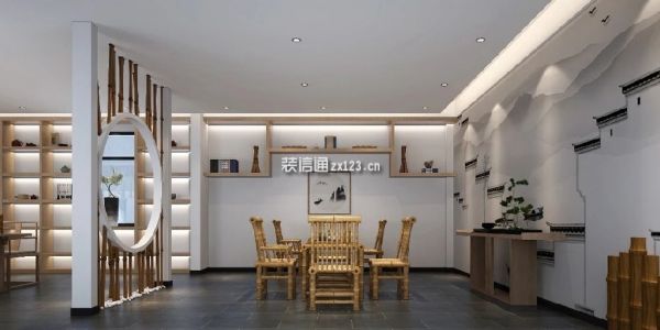 200平中式风格茶室装修案例