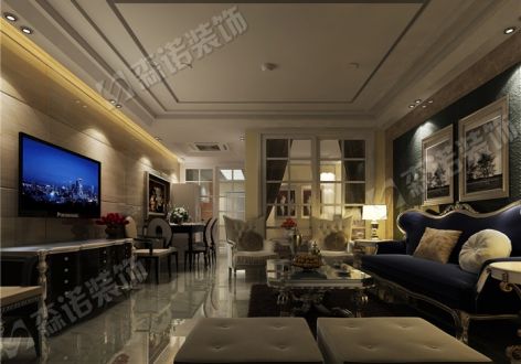 天利龙腾湾100平米现代混搭风格三居室装修案例