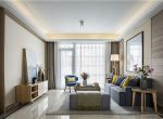 [青岛金苹果装饰]130平米现代风格，客厅线条设计很喜欢！