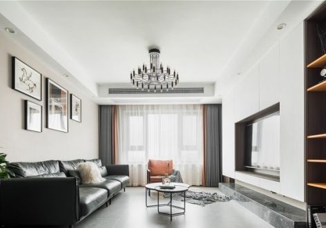 融创·云湖十里现代风格124平米三居室装修设计图案例