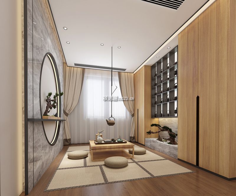 恒大港湾160平米三居室新中式风格装修案例