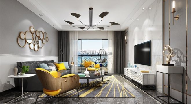 正荣悦珑湾现代风格160平米四居室装修设计效果图案例