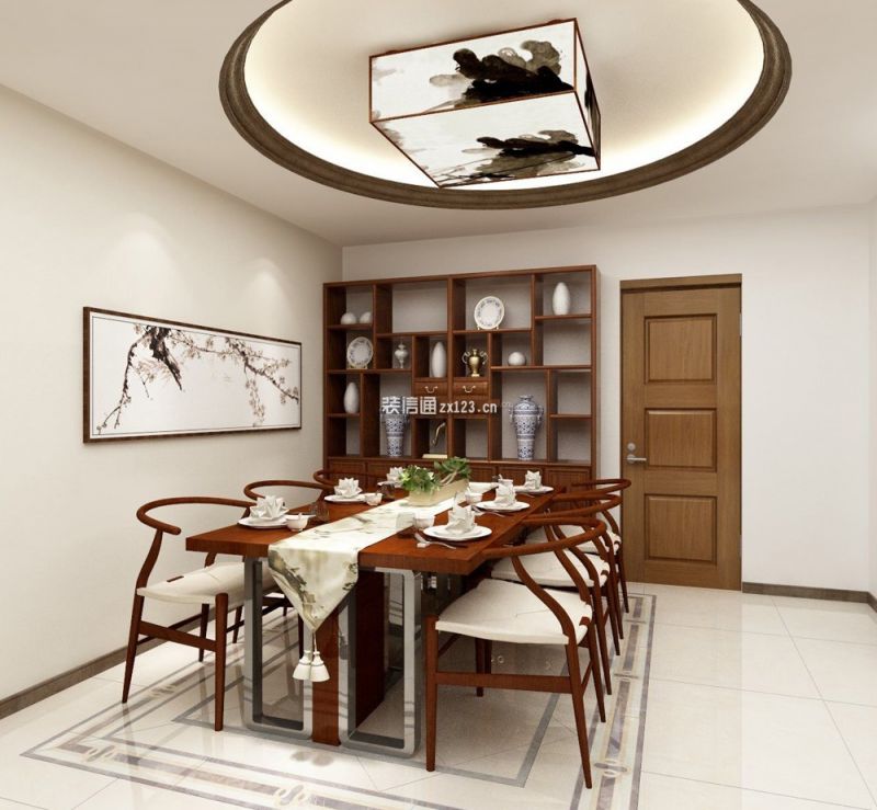 世茂福晟·钱隆府新中式风格133平米三居室装修设计图案例