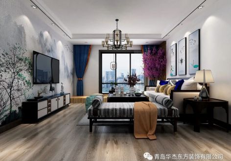 东方美景130㎡新中式风格四居室装修案例
