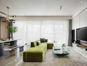 客厅布艺沙发效果图 绿色沙发效果图