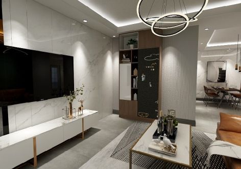 中海国际社区106平米现代简约三居室装修案例