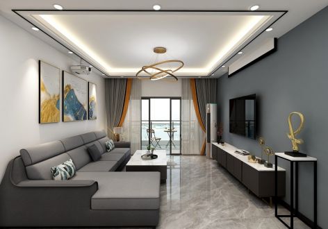 惠州国汇山129平四居室现代简约风格装修案例