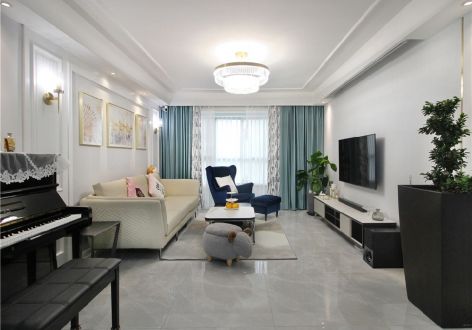 上海康城140平米现代美式风格三居室装修案例
