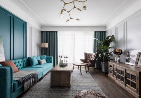 碧海龙庭美式风格150平米三居室装修效果图案例