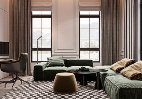 远锦国际轻奢风格150平米三居室装修设计图案例