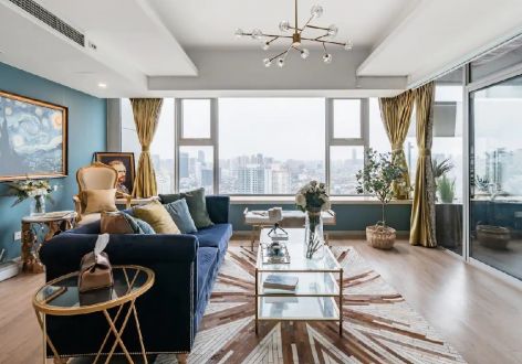 蓝润·春风林语混搭风格98平米二居室装修设计图案例