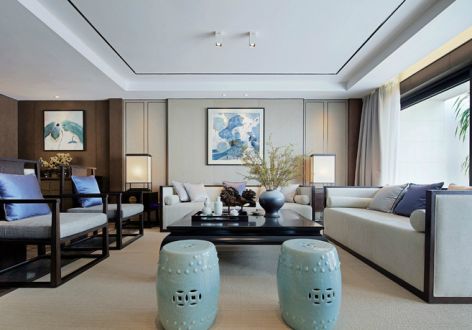 中海铂悦府142平米新中式风格三居室装修案例