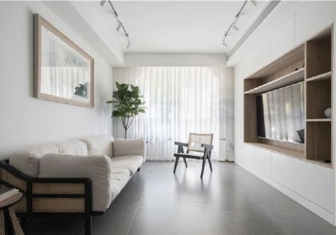 宇虹万花城新中式风格121平米二居室装修设计图案例