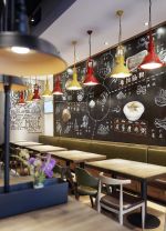 上海饭店餐厅手绘背景墙装修设计图